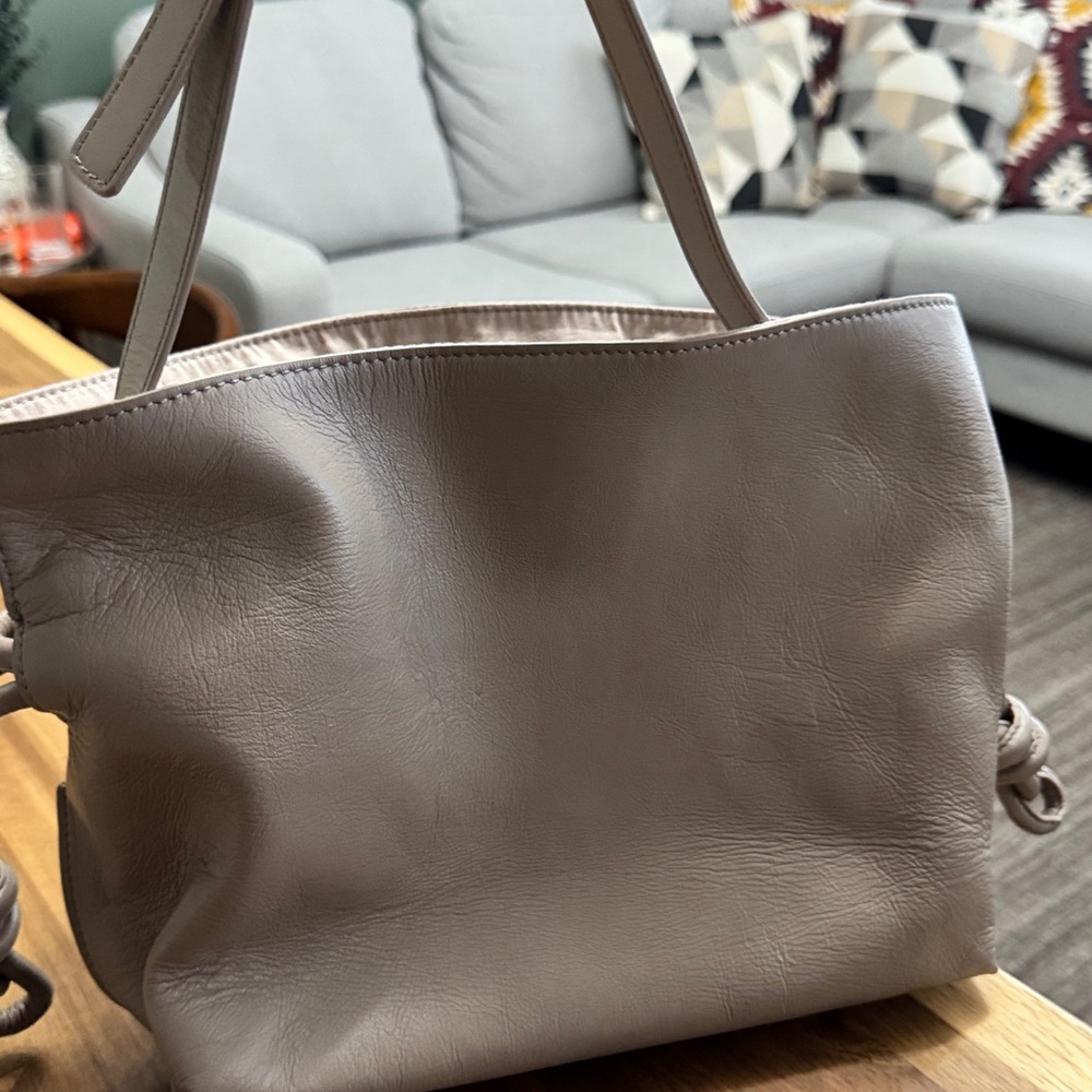 Elegant Gray Leather Tote Bag